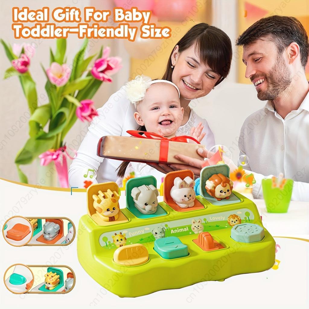 1pc Hide and Seek Cartoon Pop-Up Box - Interactive Learning Toy with Animal Cards, Educational Birthday or Christmas Gift