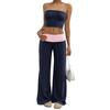 2026 Summer Sweet Cool Two-Piece Set: Color-Block Bandeau Vest and Casual Pants