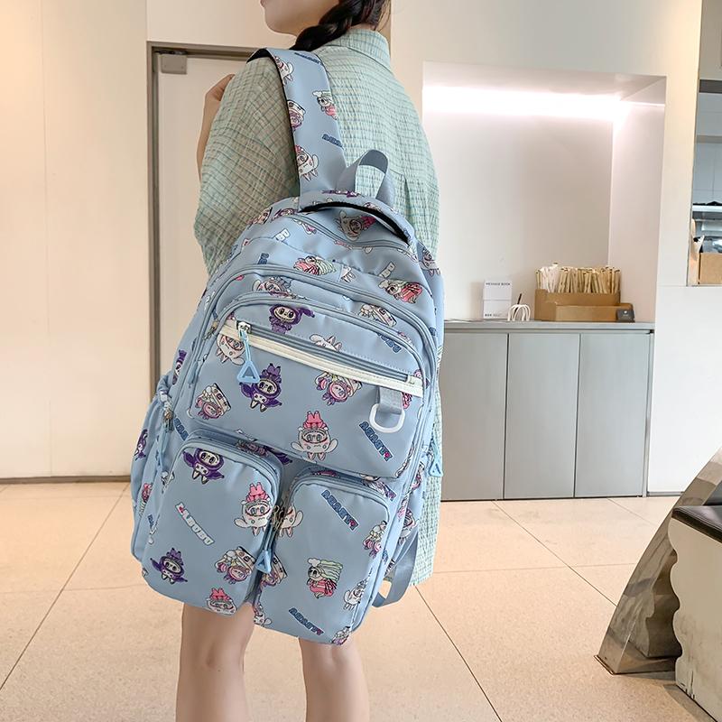 Cartoon Women's Backpack Large Capacity Graffiti Print Student Schoolbag