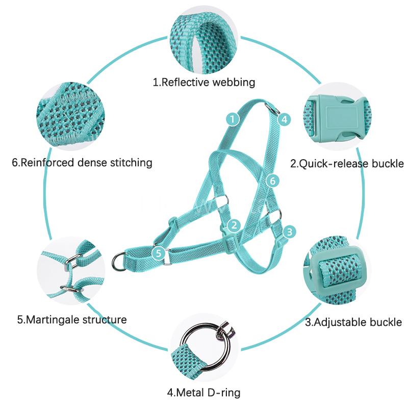 Anti-Escape Martingale No Pull Reflective Dog Harness Adjustable Lightweight Nylon Vest for Large Dogs Labrador Golden Retriever