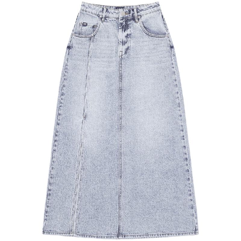 Lee Women s Light Blue Tencel Denim Midi Skirt L