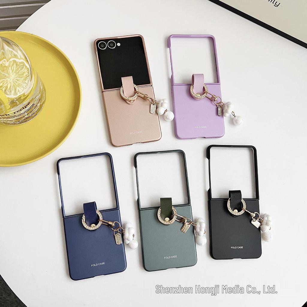 Samsung Z Flip7 Frosted Skin-Feel Case with Hand Strap - Drop-Proof Protective Cover for Flip6