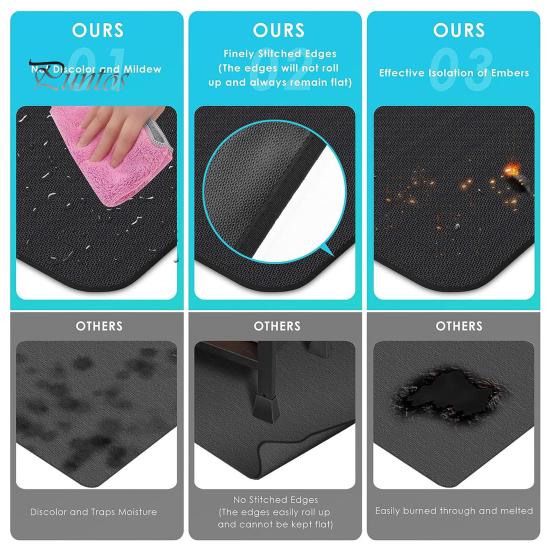 Fireproof Mat Outdoor Camping Round Grill Pad Oil-Proof Water-Resistant Reusable Wood Burning Fire-Pit Grill Mat