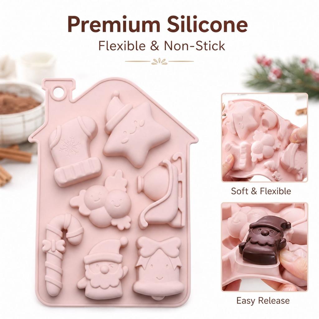 Christmas House Silicone for Baking, Chocolate Candy and Tray - Holiday Treats
