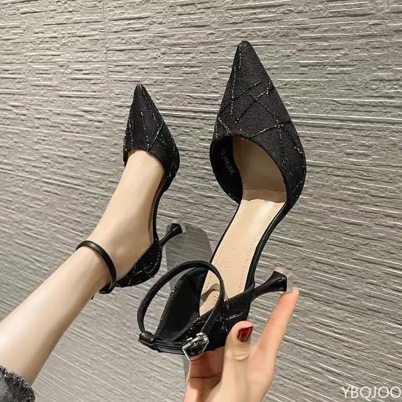 

Fashion Ladies New hollow single Shoes Pearl buckle pointed high heels Fashion elegant slim shoes Casual versatile Women s pumps Mujer 34