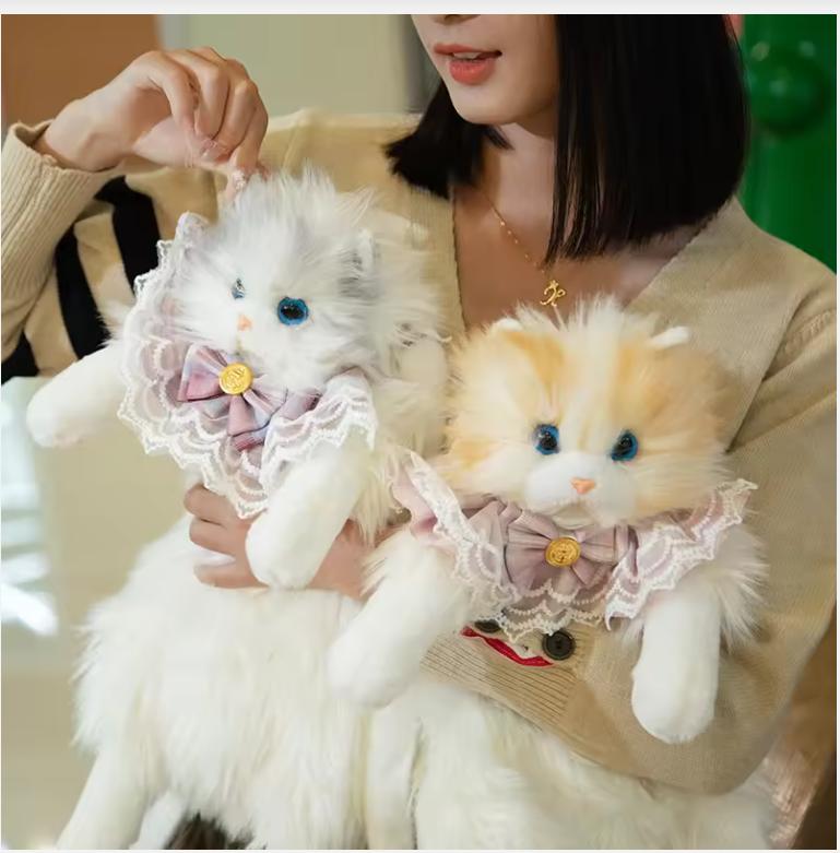 Cute Simulated Cat Designer Backpack Women Kawaii Soft Plush Trendy Backpack Purse for Woman School Bag Gift for Girls
