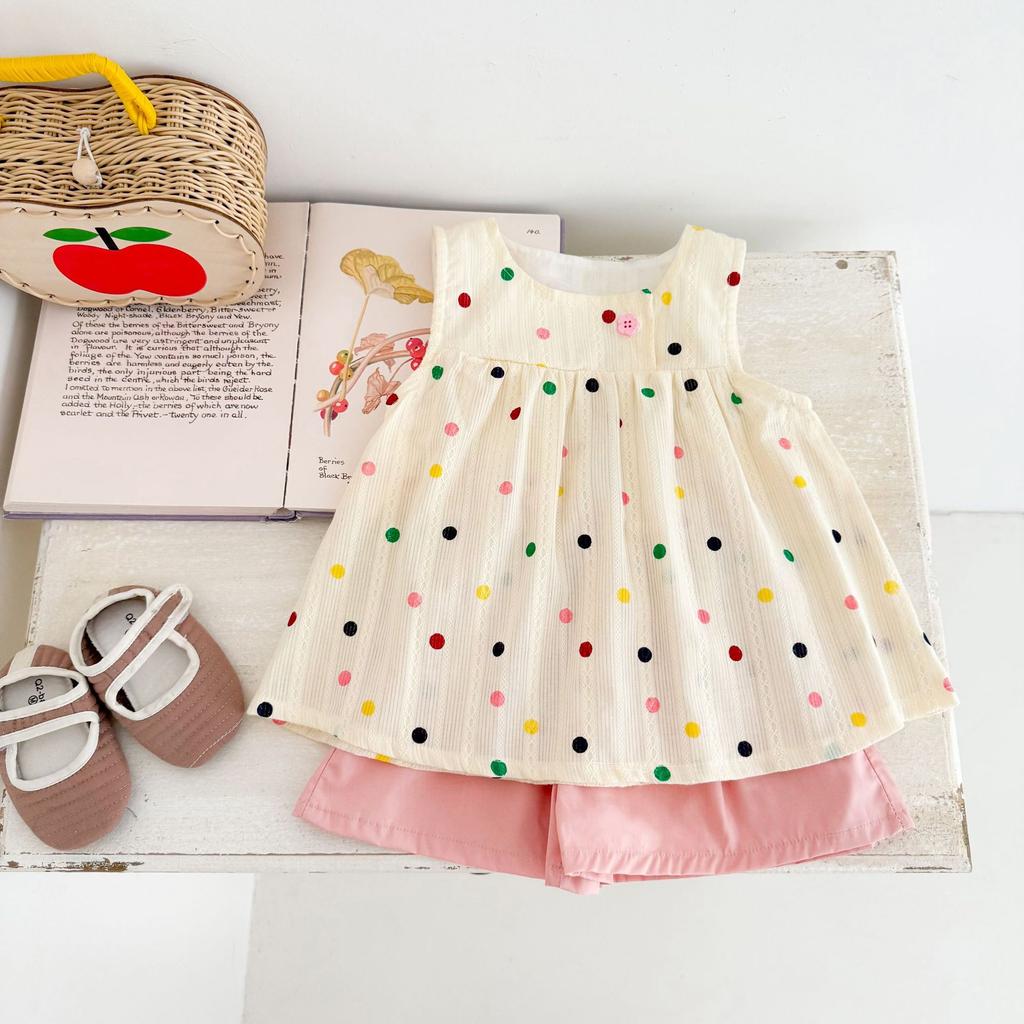 Girls Summer Thin Vest And Shorts Set Baby Toddler Fashionable Two Piece Outfit Trendy Sleeveless Top With Short Pants
