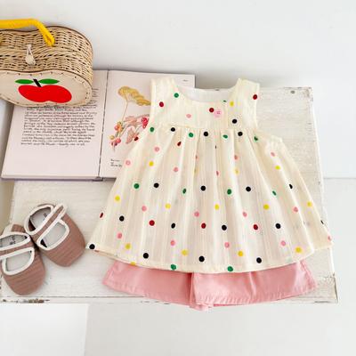 Girls Summer Thin Vest And Shorts Set Baby Toddler Fashionable Two Piece Outfit Trendy Sleeveless Top With Short Pants