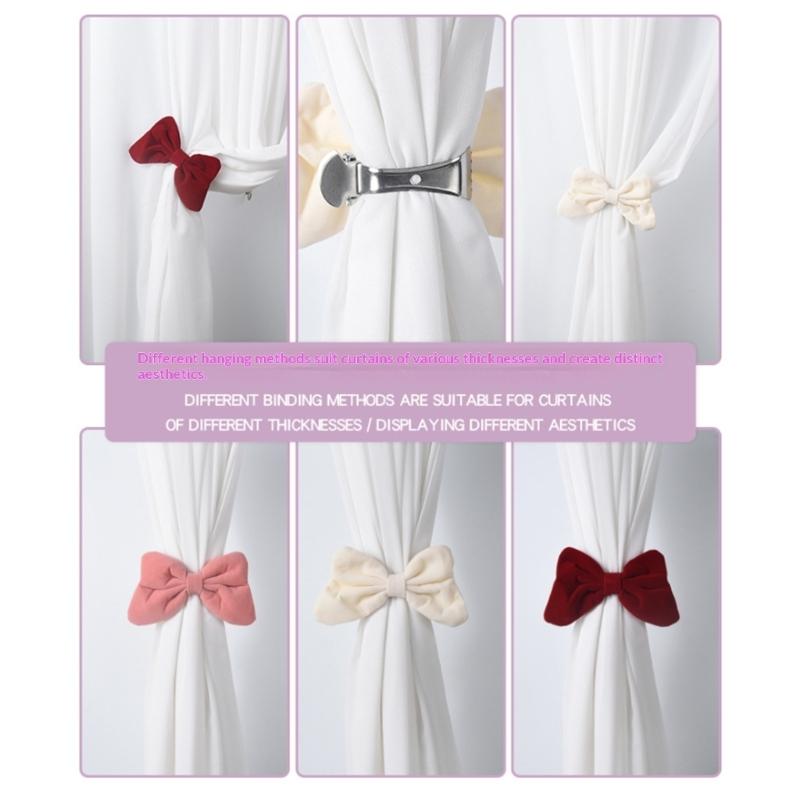 2Pcs Breathable Bows Tie Design Curtain Tiebacks Easy Installation for Home Decoration Multiple Color Option