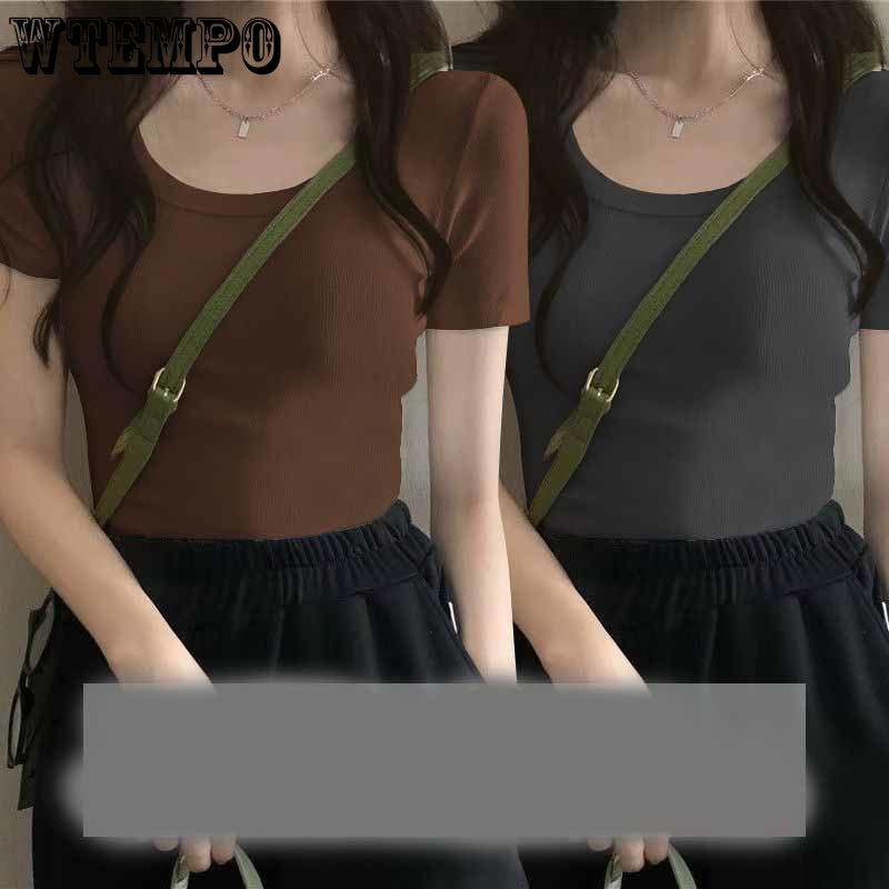 

Женская летняя повседневная футболка с круглым вырезом, базовая сексуальная уличная одежда, топы с короткими рукавами из резинки