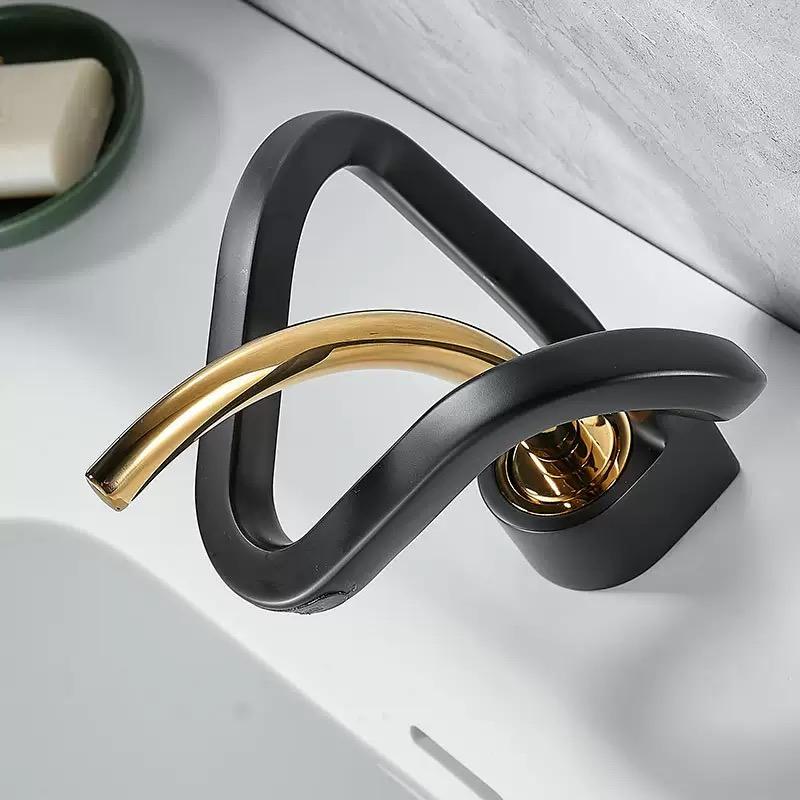 Gold Bathroom Faucet Black Basin Faucet Brass Creative Gray Bathrooom Sink Mixer Tap Hot & Cold Waterfall Basin Faucet