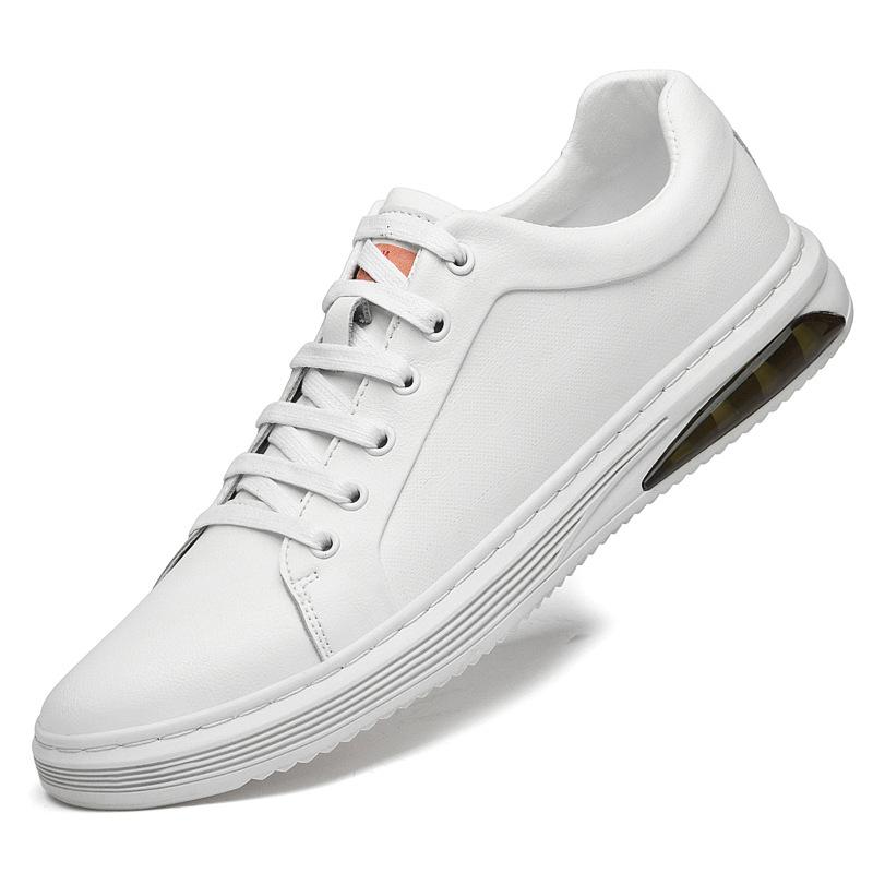 2024 Новые повседневные мужские туфли из кожи со шнуровкой и круглым носком модные удобные универсальные кроссовки дышащие и водонепроницаемые Zapatos 38 белый 11367₽