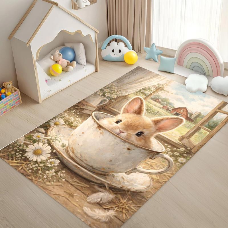 Easter Egg Rabbit Carpet Easter Children's Room Carpet Doormat Living Room Bedroom Holiday Party Decoration Rug  Area Rug