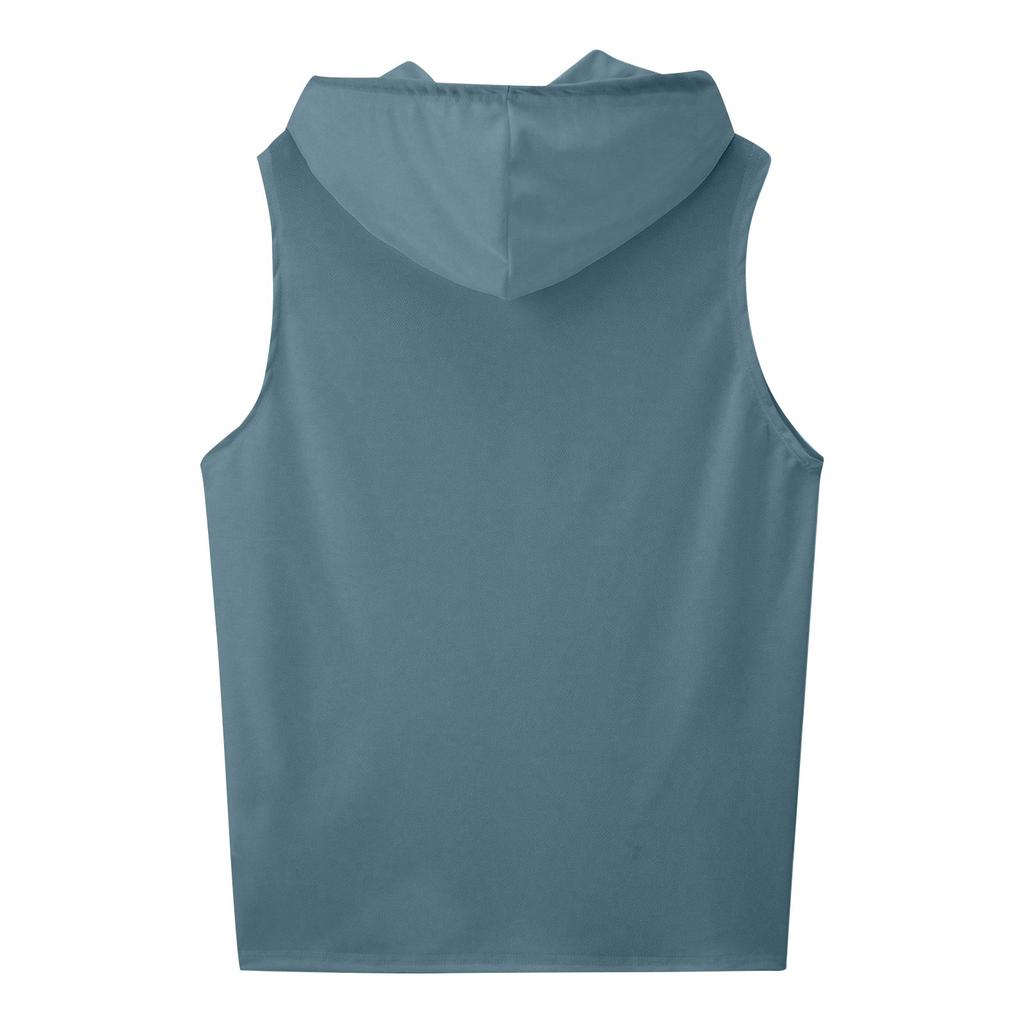 Men's Summer Casual Hooded Pocket Vest Vest Sports Sleeveless Shirt