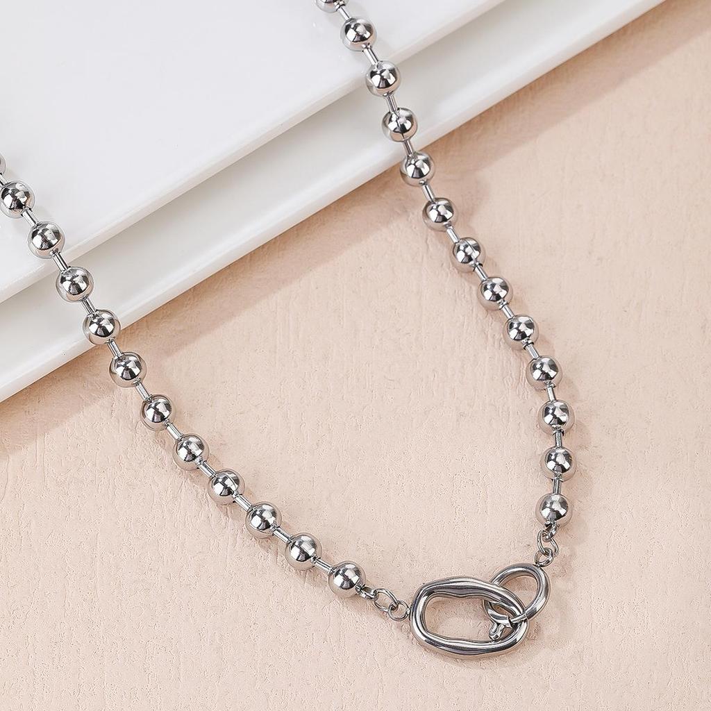 Damen Hip Hop Stil Silber Chunky Edelstahl Schlüsselbeinkette - Trendiges Herbst/Winter Accessoire