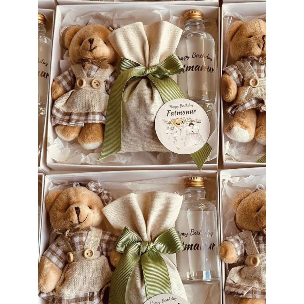 12-48PCS Mini Bear Stuffed Animal Toys Bulk 10cm Soft Plush Bears with Burlap Clothes for Baby Shower Birthday Party Decoration