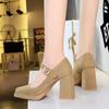 Scarpe da Donna Tacco Alto Stile Retro Europeo e Americano, Tacco Grosso, Tacco Alto, Plateau Impermeabile, Fibbia in Metallo, Cinturino Dritto, Scarpa Singola