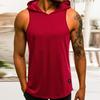 Trägertop Ärmellos Einfarbige Schweißabsorption Nicht reizend mit Hut Schnell trocknendes Polyester Herren Sportweste Fitness Trägertop für Herren