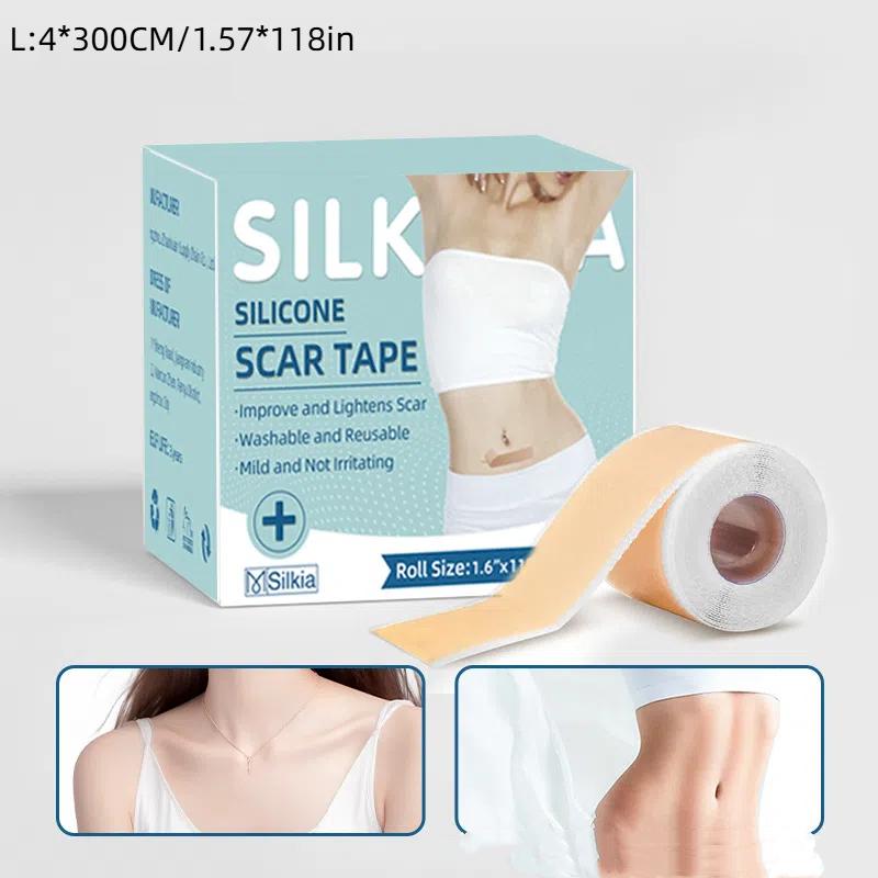 1 Roll 150/300cm Silicone Scar Sheets Medical Grade, Reusable Scar Tape For Keloid, C-Section, Surgery, Burn, Acne Waterproof