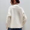 2025 Autumn/Winter Women's Single-Breasted Knitted Cardigan - Solid Color, Turn-Down Collar, European & American Style