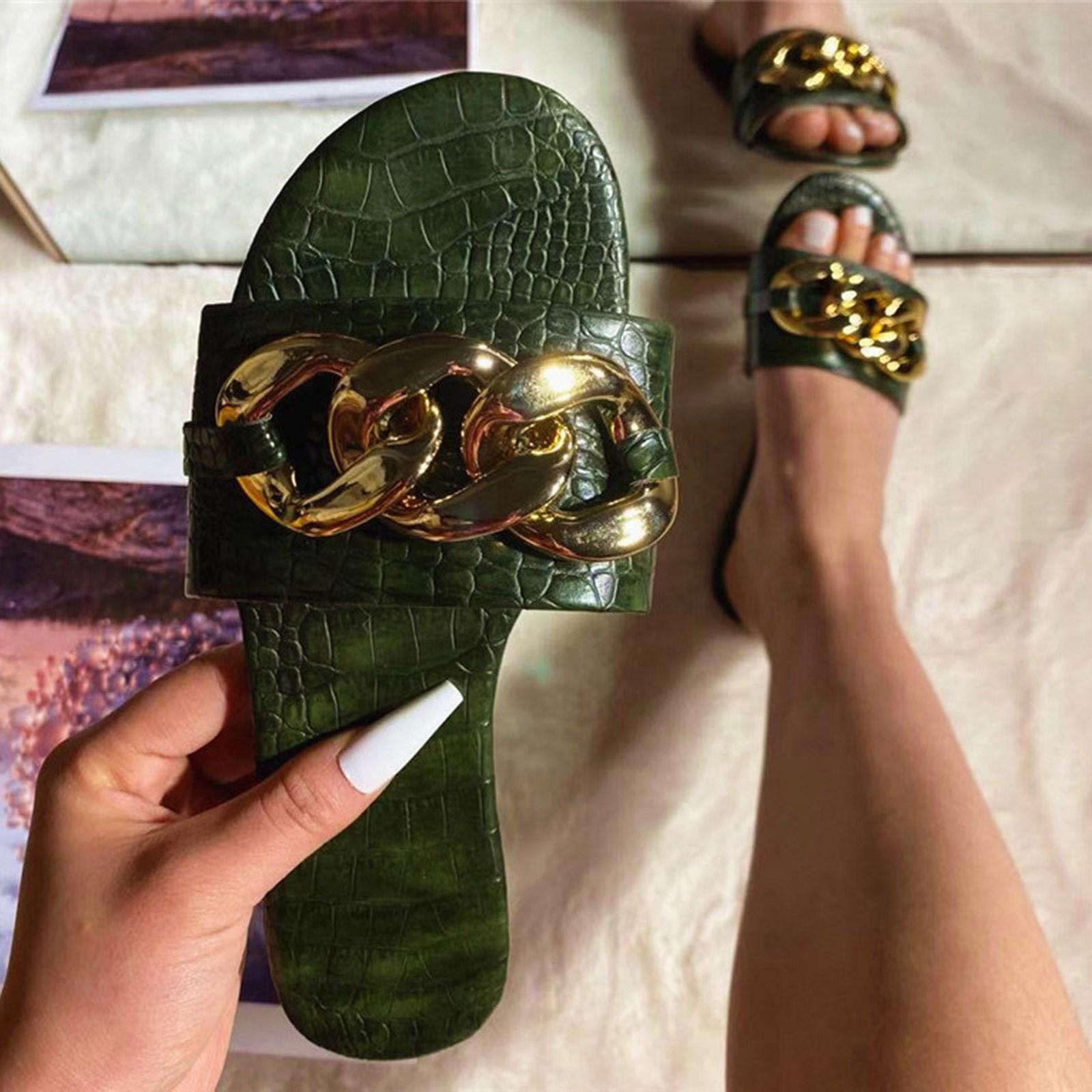 

Летние женские дышащие сандалии без шнуровки с открытым носком и квадратным каблуком, пляжная обувь 40 зелёный