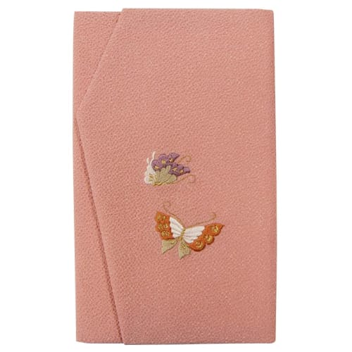 Daiko Sangyo Ester Chirimen Embroidered Fukusa (Fukusa with Gold Envelope), Made In Japan, Butterfly/Pink, 788-4
