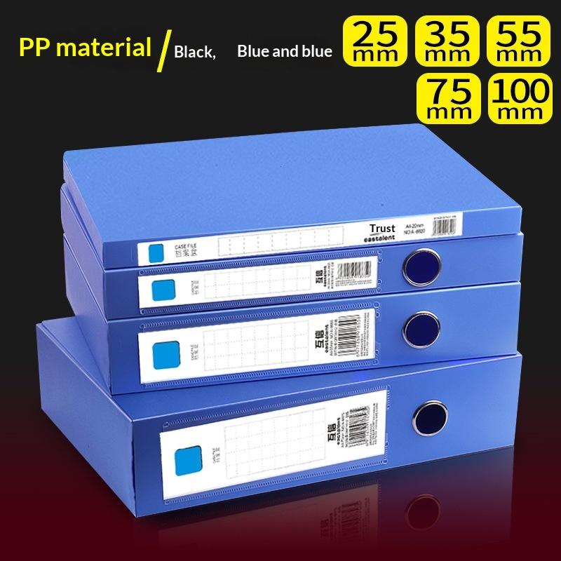 Trust 3 Pack Thickened Foldable Pp File Storage Boxes 25 35 55 75Mm Thickness Black Blue Office Document Contract Organizer