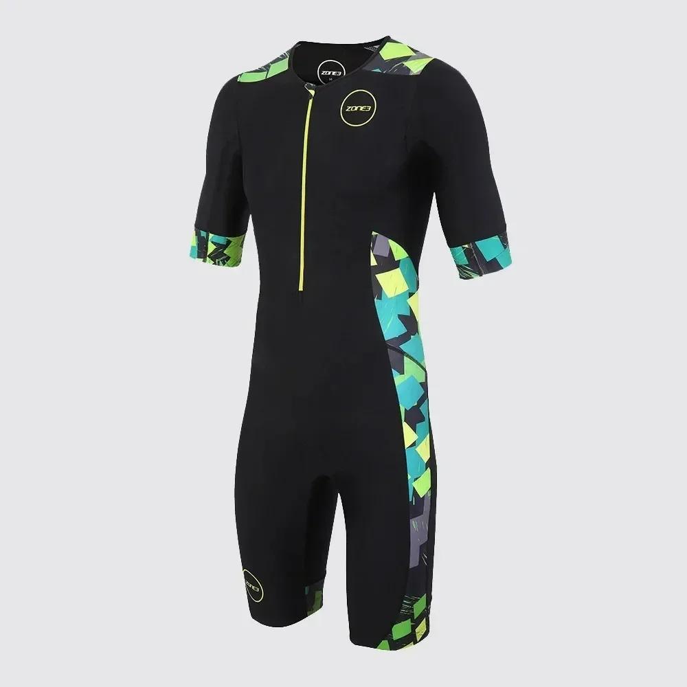 Zone3 Nový styl Pánský triatlonový oblek Závodní oblek na triatlon Aerodynamický overal Ropa Ciclismo Hombre Cyklistický skinsuit Plavecké a běžecké oblečení