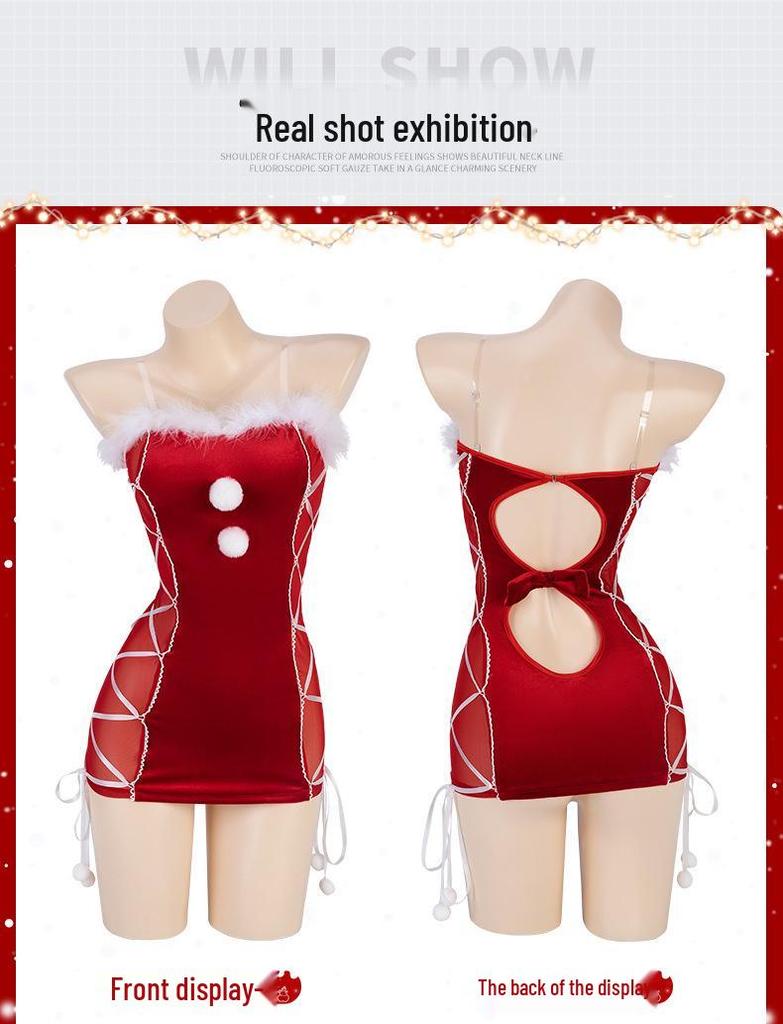 Man Yan Christmas Bunny Bandeau Plush Lingerie Set 8596