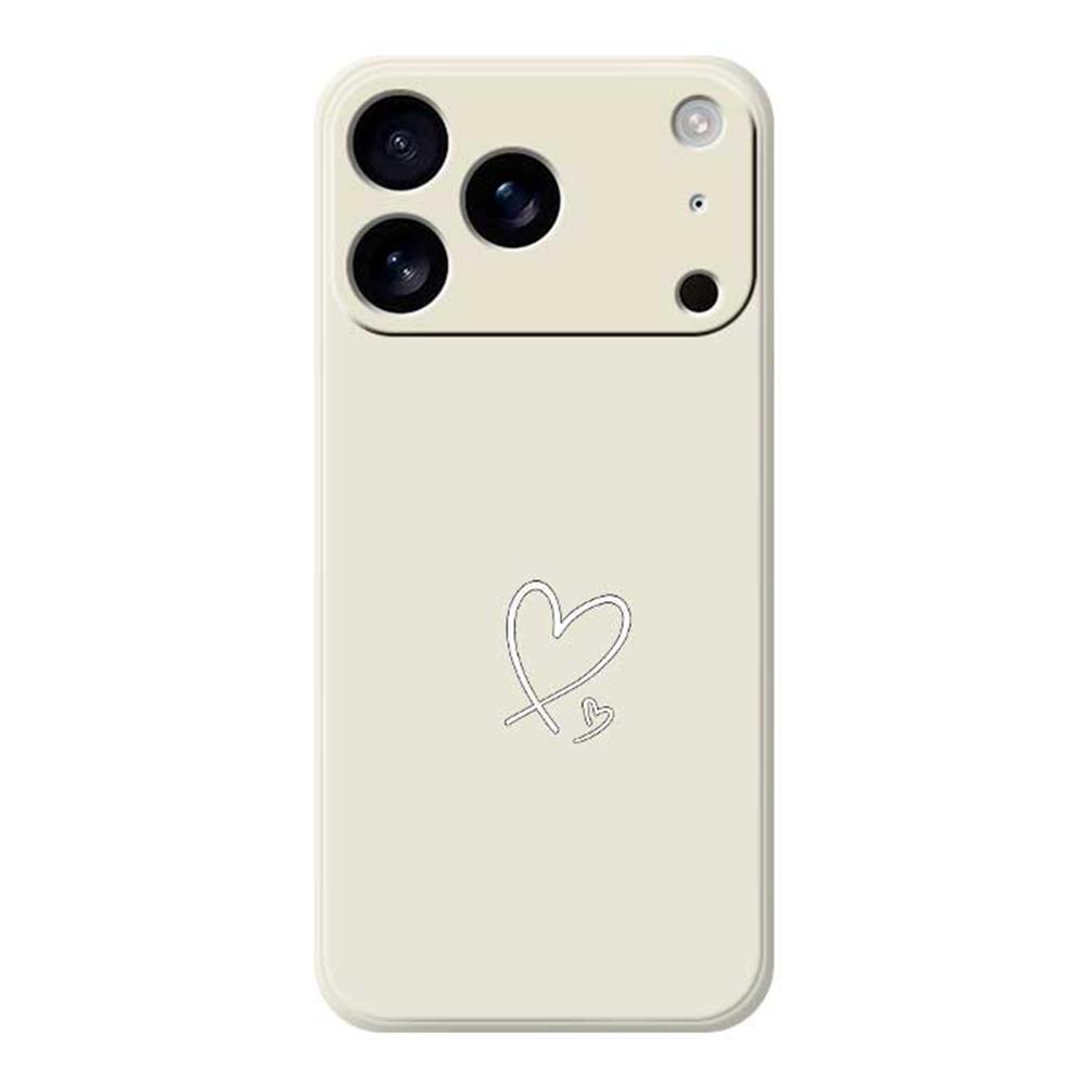 For iPhone 17 Pro Max Case White Love Pattern Printing Straight Edge TPU Phone Back Cover