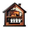 Ghostly Table Signs Halloween Table Centerpieces Tiered Tray Decors Wooden Halloween House Scene Accent for Shelf Use, Standing Indoor Display Piece