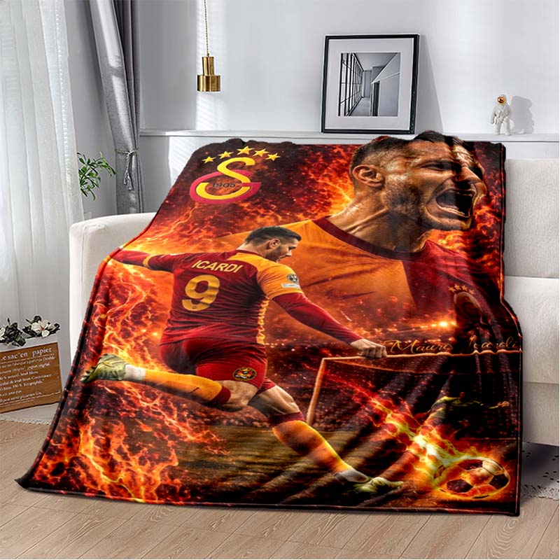 Graffiti Texture Football Club Print Flannel Blanket, Soft Warm Throw Blanket for Sofa Bed Couch Home Decor
