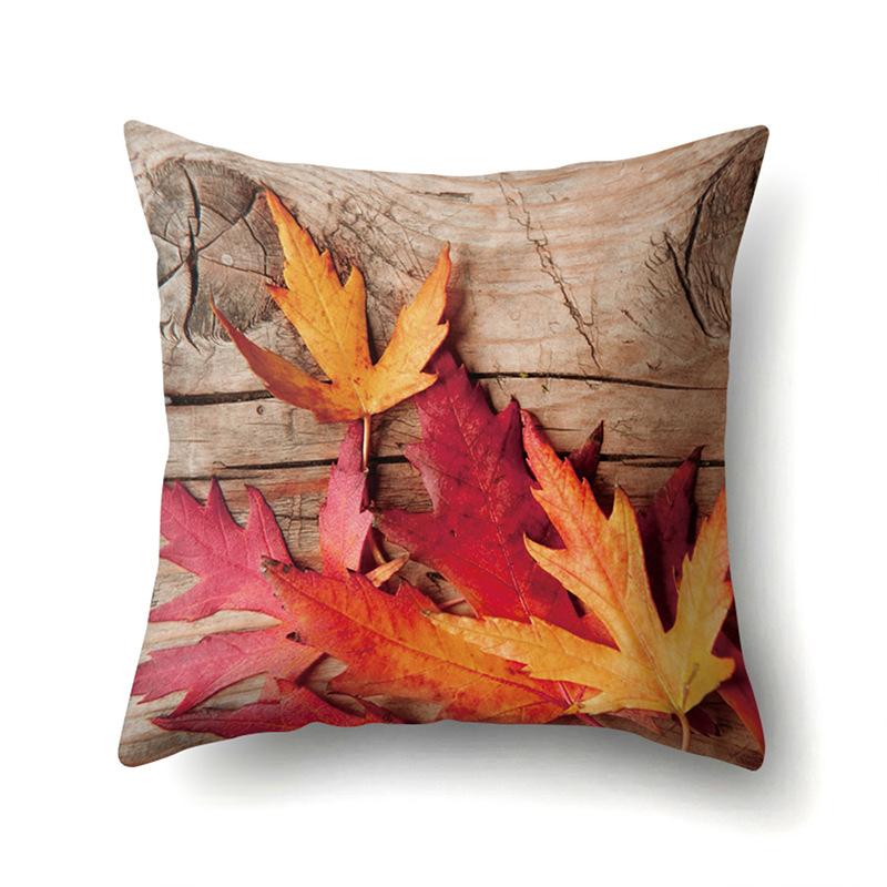 Polyester Pillowcase Nordic Ins Style Plant Flower Print Peach Leather Velvet Pillowcase Car Waist Cushion Cover
