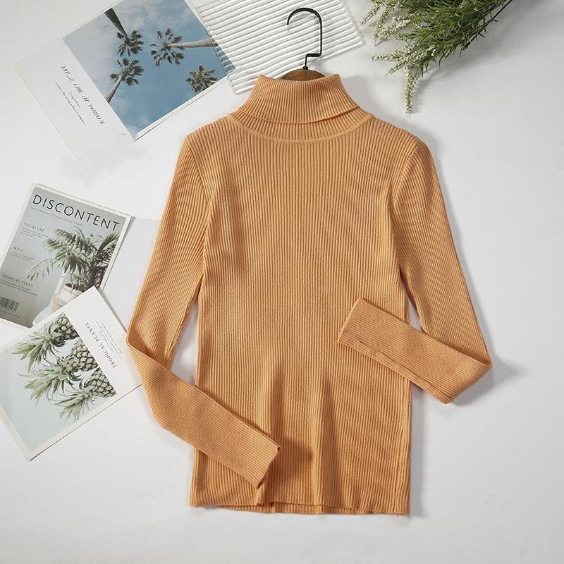 Women's Classic Versatile Temperament High Neck Knitted Base Sweater Pullover Knitted High Neck Sweater