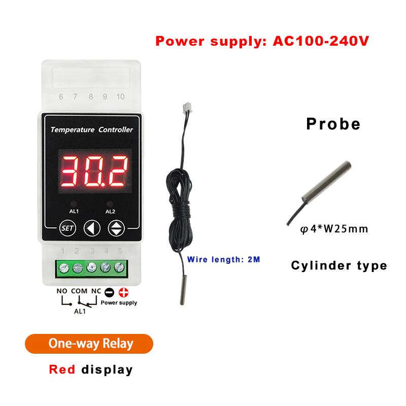 

YB103TM din rail thermostat 220V with sensor Electronic thermometer Thermal relay incubator digital meter temperature controller 100-240V 1 way Relay