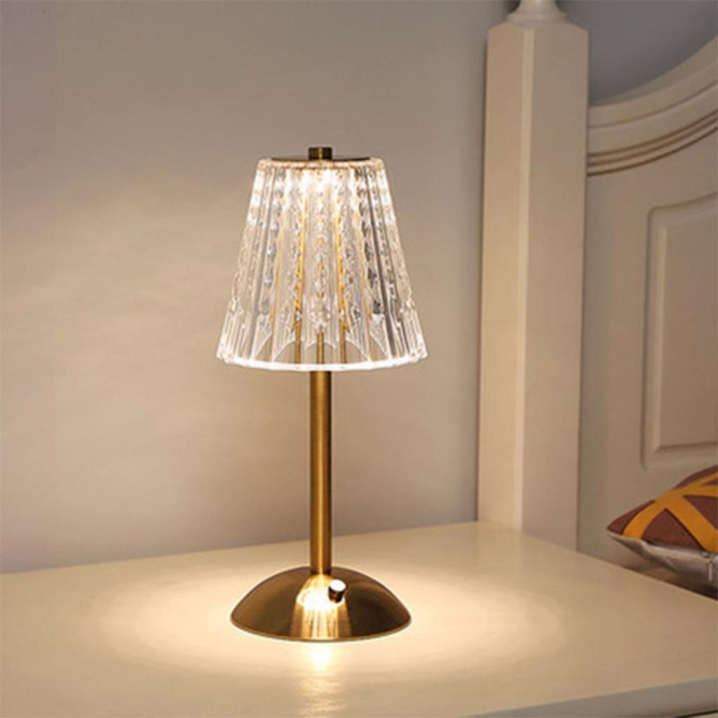 Crystal Retro Table Lamp  Bedroom Bedside Lamp Luxurious Atmosphere Lamp Rechargeable Dimming LED Light