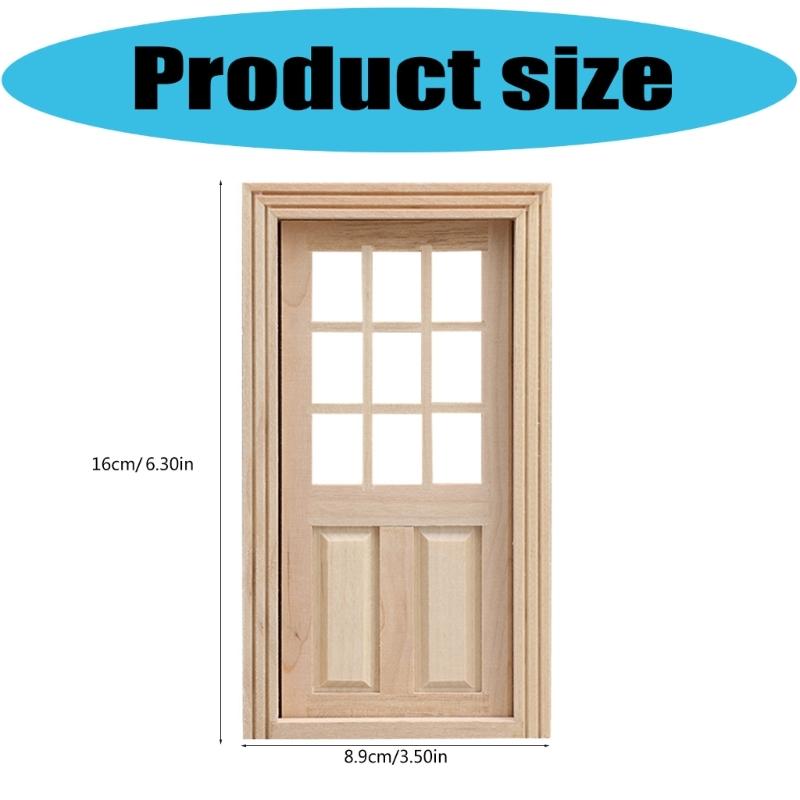 Antique Unpainted Miniature Door Model Figure For 1/12 Doll House Scene Decoration Kids Pretend Play Toy Accessory