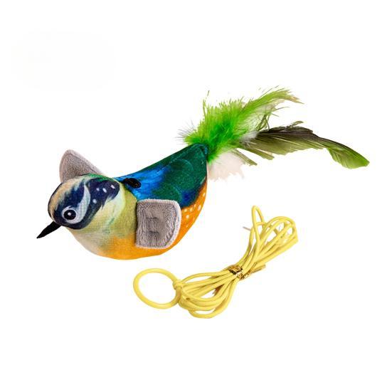 

Игрушка для кошек «Щебечущая птица», интерактивная симуляция, электрическая птица, активируемая прикосновением, плюшевая птица, дразнилка для кошек и собак, живущих в помещении зелёный