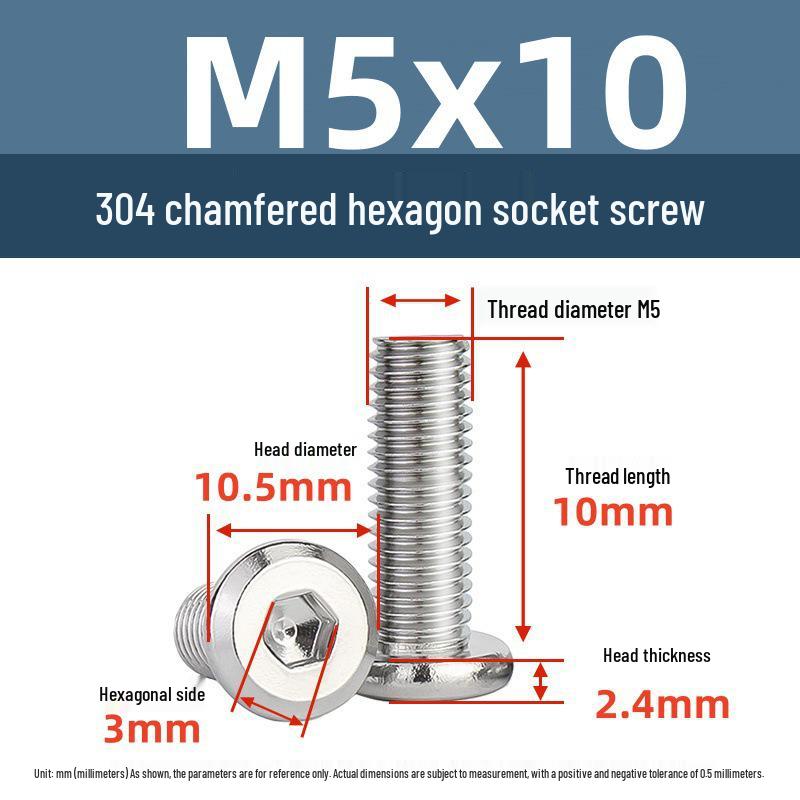 Yigu 304 Stainless Steel M2-M12 Countersunk Flat Head Hex Screw for Furniture & Cabinets