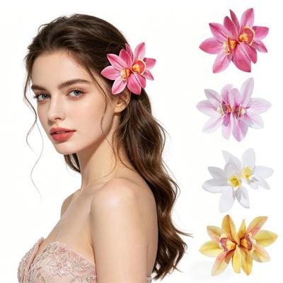 Women Hairpin Simulated Flower Shape Colorfast Hair Clip Back Head Hair Claw Daily Wear Party Hair Accessory