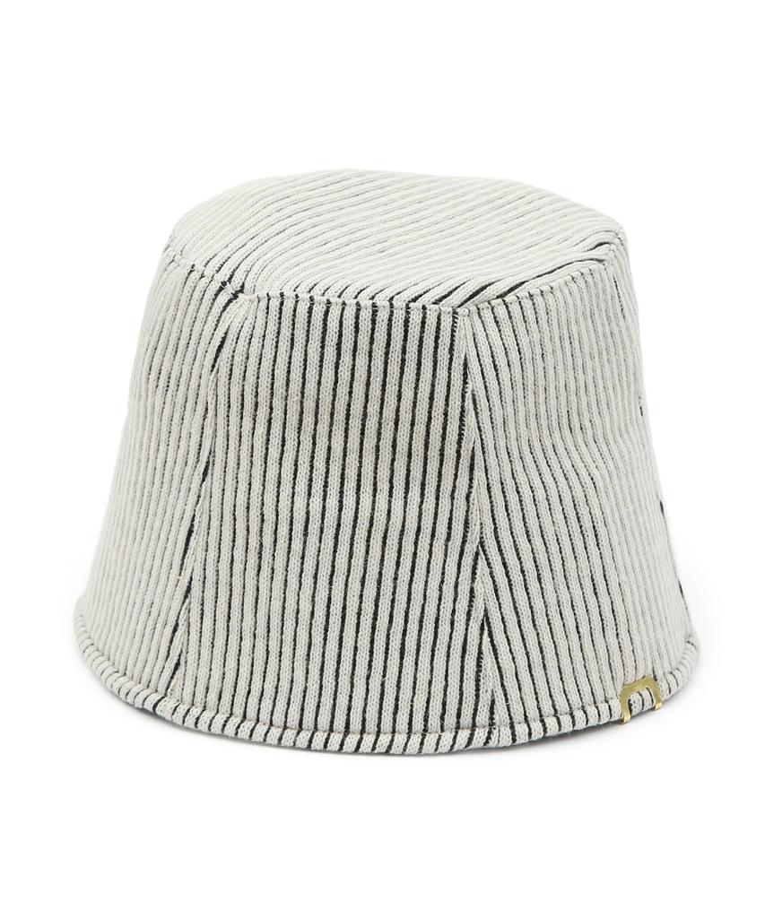Eondeokeonteulolseutyudio Winter Knit Bucket Hat Stand Bucket / Stripe Knit / Milk