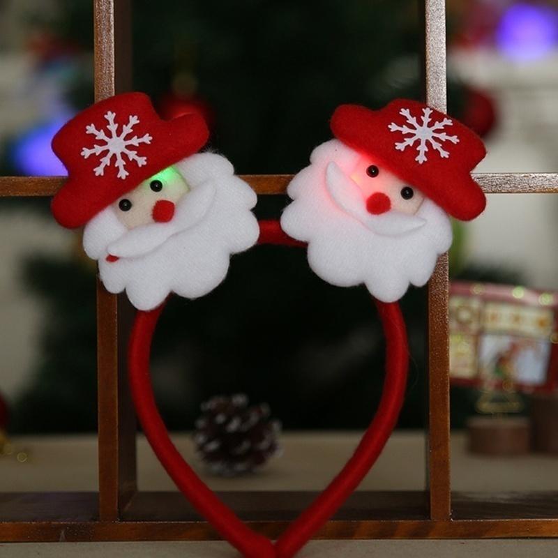 New Arrival Cute LED Santa Elk Snowman Whitebear Hairband Christmas LED Light Headband Party Christmas Decoration