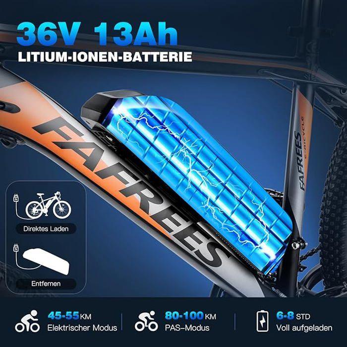 Fafrees E-Bike26 Inch 26 Hailong One Electric Mountain Bike Shimano 21 Speeds white