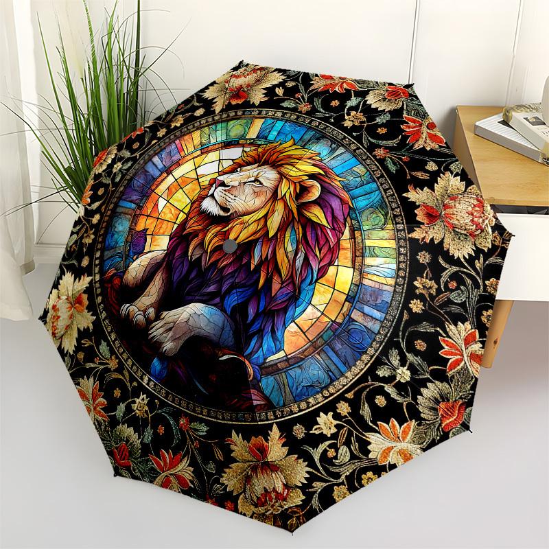 

Color Retro LionThemed Automatic Opening and Closing Umbrella - 8 Ribs, Suitable for Leisure and Going Out, Outdoor Accessory, Gothic Style,