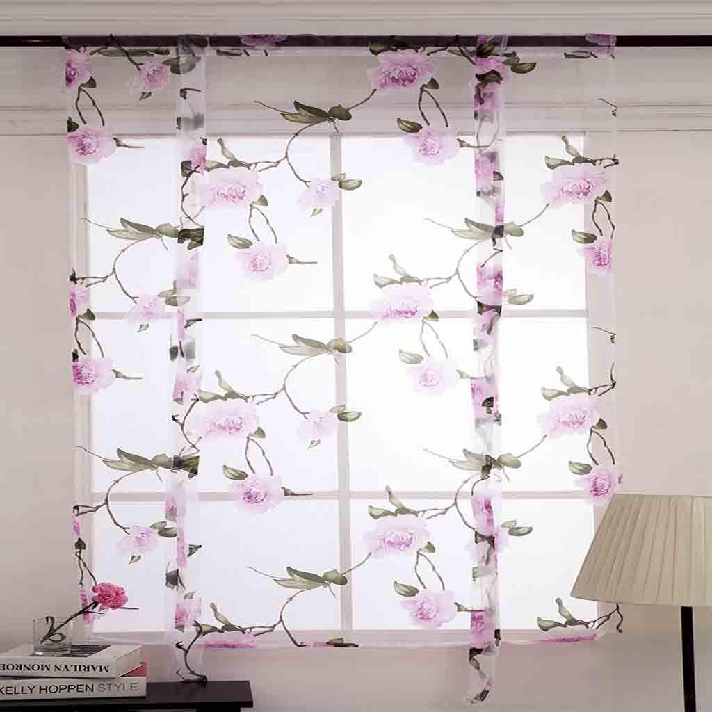Sagit Leaves,Sheer,Curtain,Tulle,Window,,Voile,Drape,Valance,,Fabric