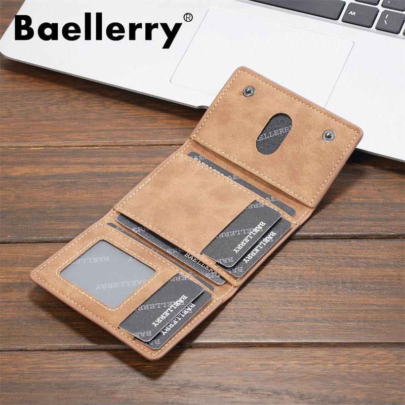 Baellerry Men Mini Card Holder Wallets Vintage Design Tri-fold Thin Purse ID Credit Card Holders GZW