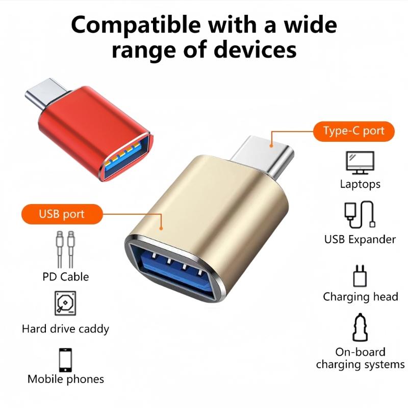 Portable Type C To USB3.0 Converter, Fast Data OTG Cable Type C Charging Cable For Mobile Phones And Peripherals