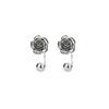 PONYKISS  Silver Colorful Rose Cute Plant Stud Earring for Women Minimalist Fine  Piercing Screw Bead Accessories