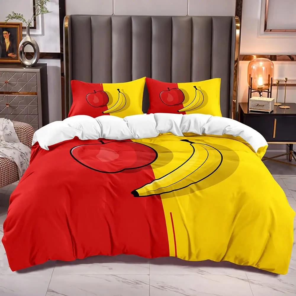 Yellow Banana Sweet Tropical Fruit Duvet Cover For Children Adult Vegetarian Polyester Quilt Cover Bedroom Decoration Queen Size