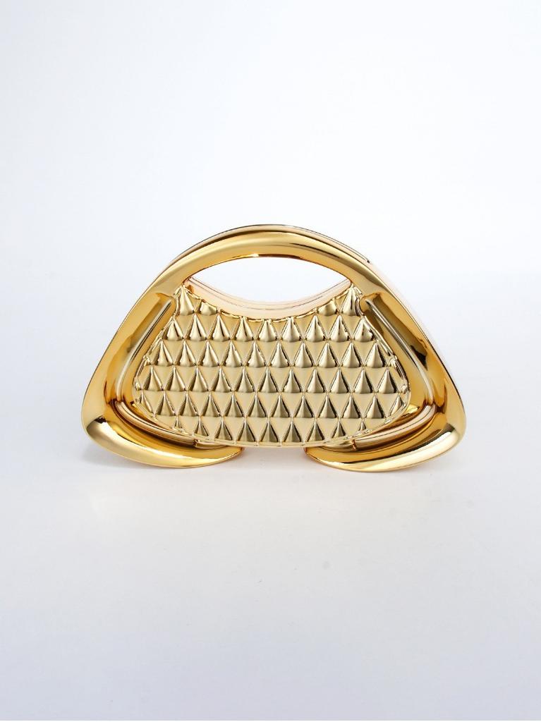 Fashion Special-Shaped Acrylic Bag Hard Shell Metal Feeling Dinner Bag Women'S Grid Trapezoidal Evening Bag Chain Banquet
